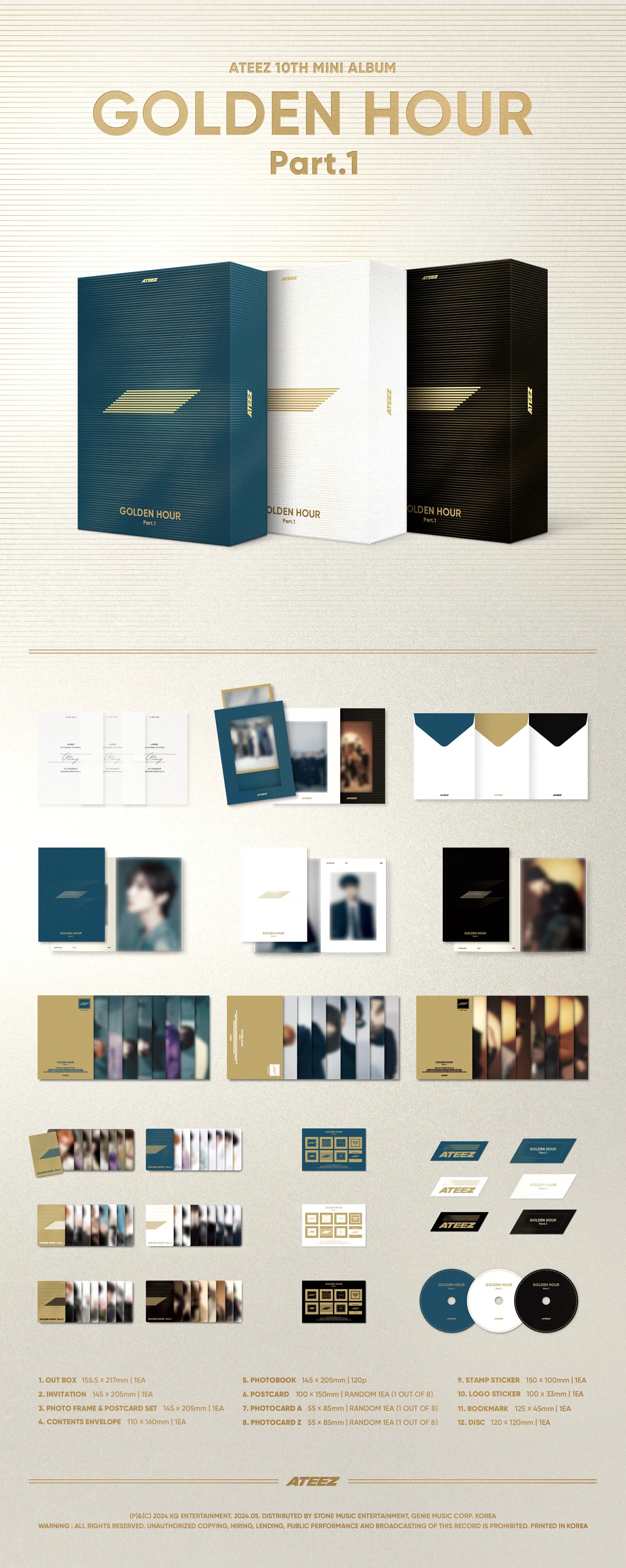 ATEEZ – GOLDEN HOUR : PART.1 (10TH MINI ALBUM) Inclusions