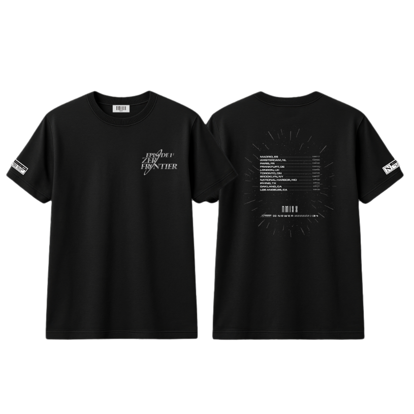 NMIXX POP-UP EXCLUSIVE BLACK TOUR T-SHIRT FRONT BACK