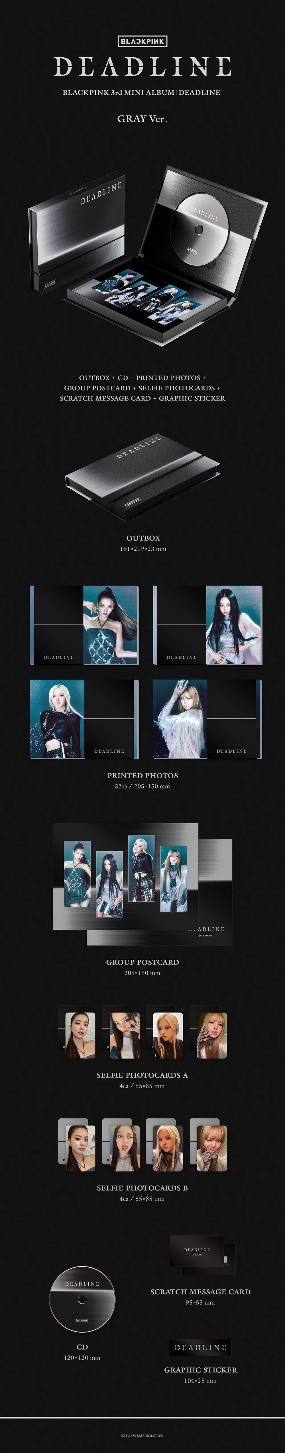 BLACKPINK 3rd MINI ALBUM [DEADLINE] GRAY VER. Inclusions