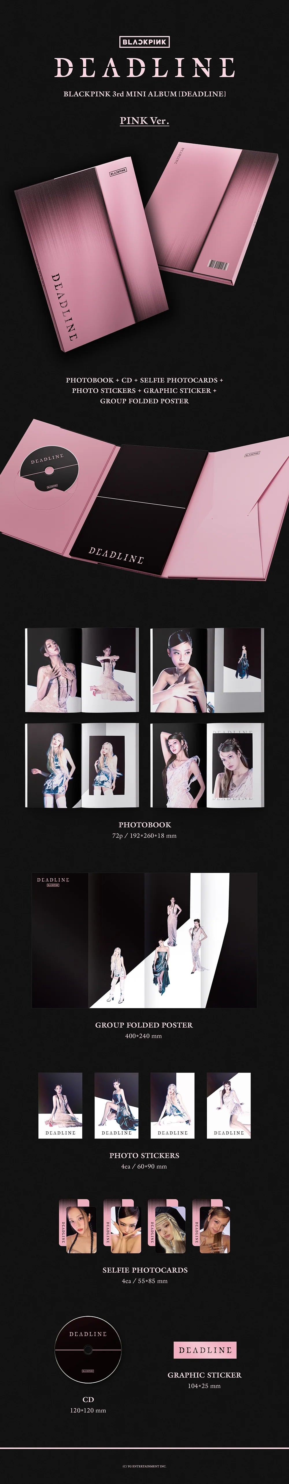 BLACKPINK 3rd MINI ALBUM [DEADLINE] PINK VER. Inclusions