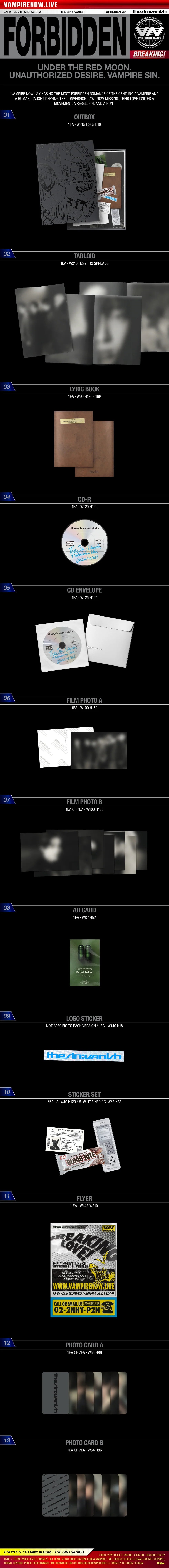 ENHYPEN – 7TH MINI ALBUM [THE SIN : VANISH] (STANDARD VERSION) Inclusions