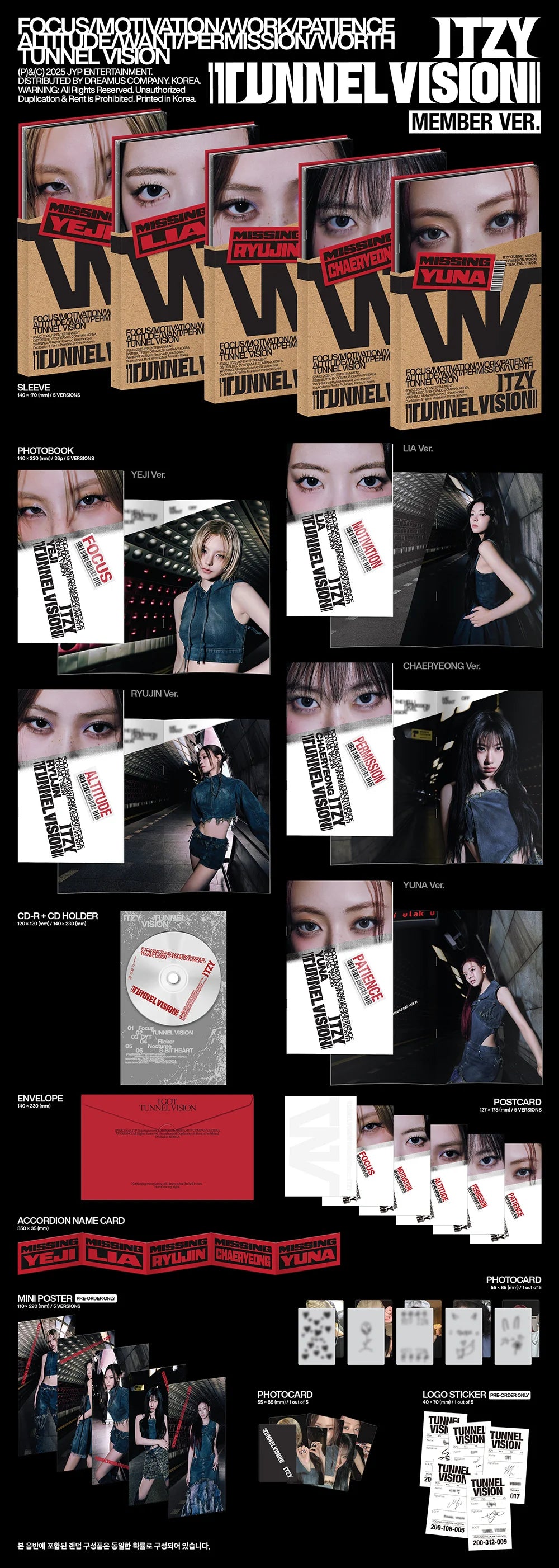 ITZY – TUNNEL VISION (MEMBER VER.) INCLUSIONS