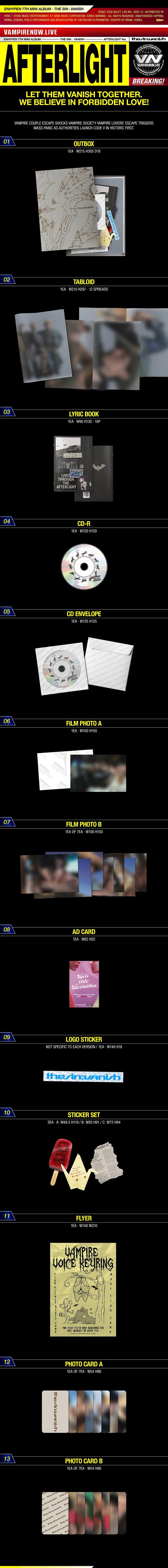 ENHYPEN – 7TH MINI ALBUM [THE SIN : VANISH] (STANDARD VERSION) Inclusions