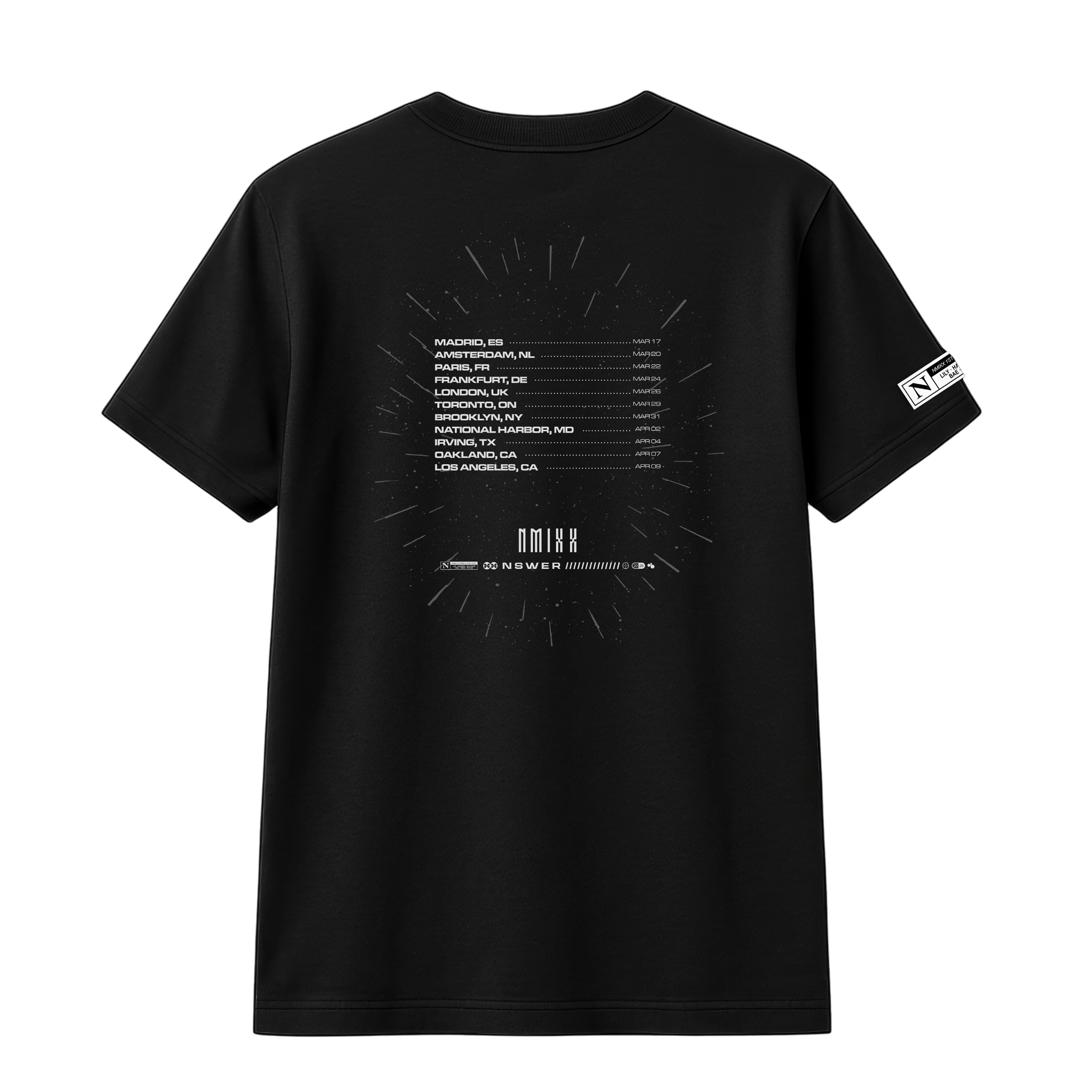 NMIXX POP-UP EXCLUSIVE BLACK TOUR T-SHIRT BACK