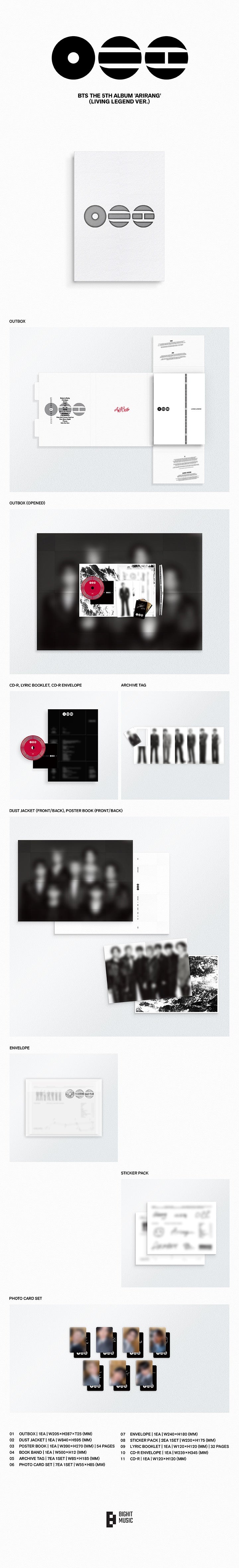 BTS THE 5TH ALBUM ARIRANG (LIVING LEGEND VER.) Details