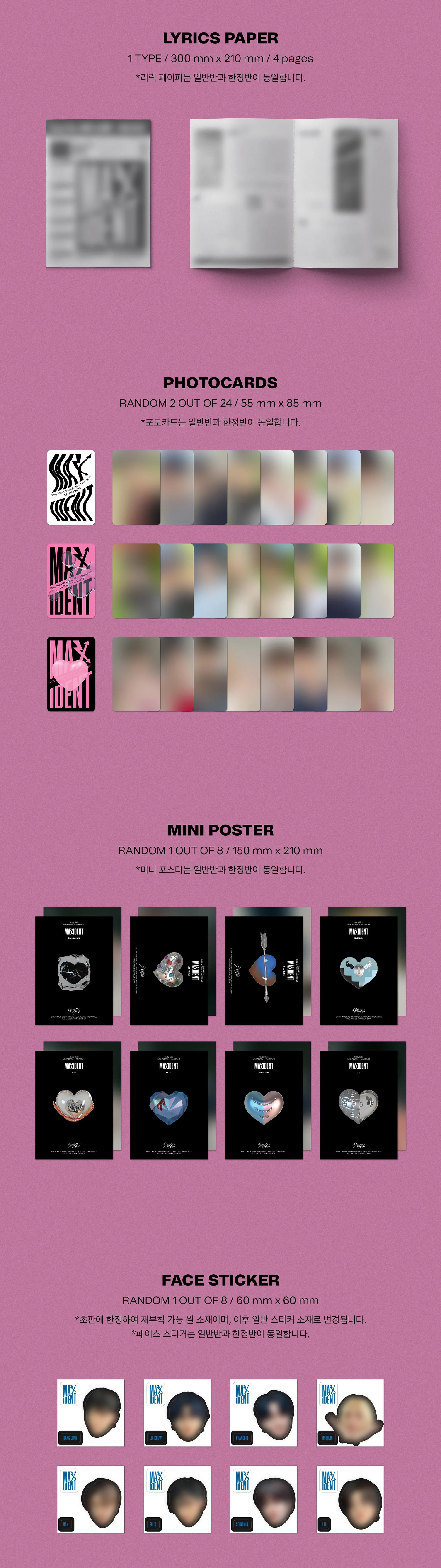 STRAY KIDS – MAXIDENT (STANDARD EDITION) inclusions