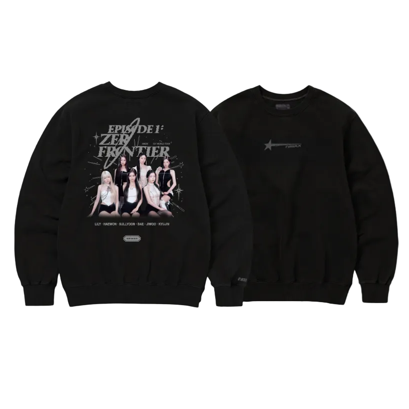 NMIXX POP-UP EXCLUSIVE BLACK SWEATSHIRT FRONT BACK